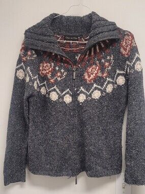 Gray Fair Isle Half-Zip Sweater